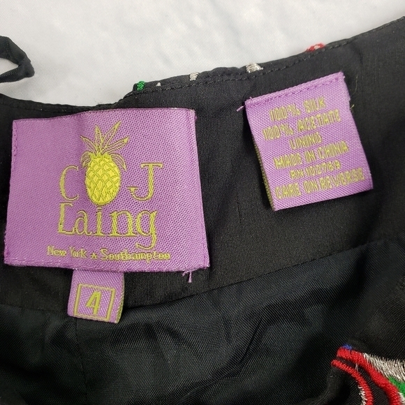 VTG CJ Laing Silk Embroidered Party Dress Pants EU - Picture 7 of 15